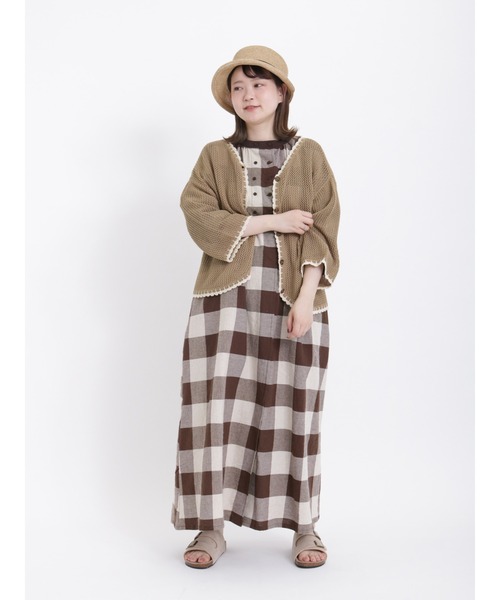 Samansa Mos2（サマンサ モスモス）の「配色スカラップカーディガン（カーディガン/ボレロ・レディース・ブラック/イエロー/モカ/キナリ・ﾌﾘ-）」の15枚目の写真