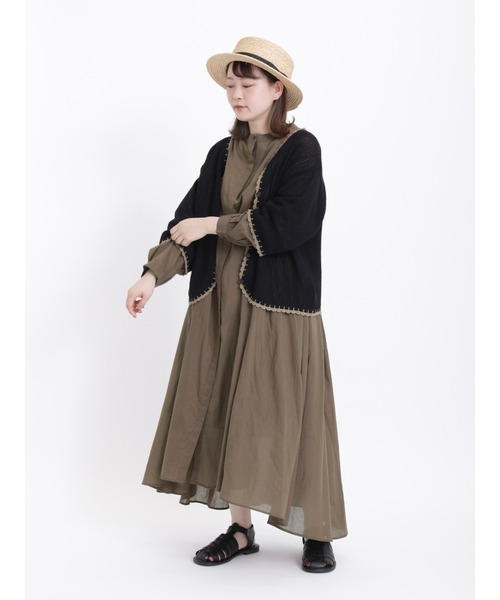 Samansa Mos2（サマンサ モスモス）の「配色スカラップカーディガン（カーディガン/ボレロ・レディース・ブラック/イエロー/モカ/キナリ・ﾌﾘ-）」の18枚目の写真