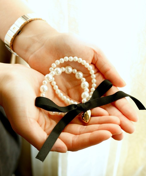 Catherine Cottage（キャサリンコテージ）の「パールリボンヘアゴム（ヘアゴム・キッズ・ピンク/ブラック/ブラウン・FREE）」の10枚目の写真