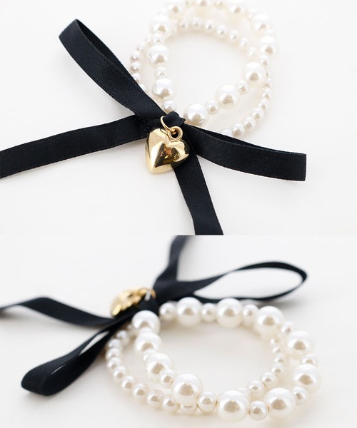 Catherine Cottage（キャサリンコテージ）の「パールリボンヘアゴム（ヘアゴム・キッズ・ピンク/ブラック/ブラウン・FREE）」の7枚目の写真
