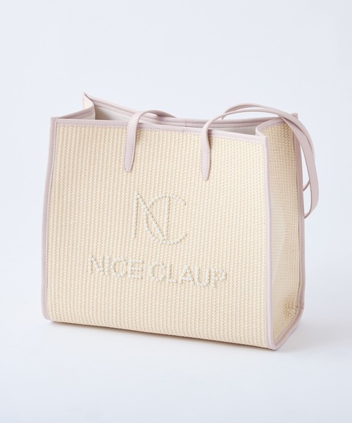 one after another NICE CLAUP（ワンアフターアナザーナイスクラップ）の「パールスタッズ雑材トートバッグ（トートバッグ・レディース・ブラック/ピンク・FREE）」の9枚目の写真