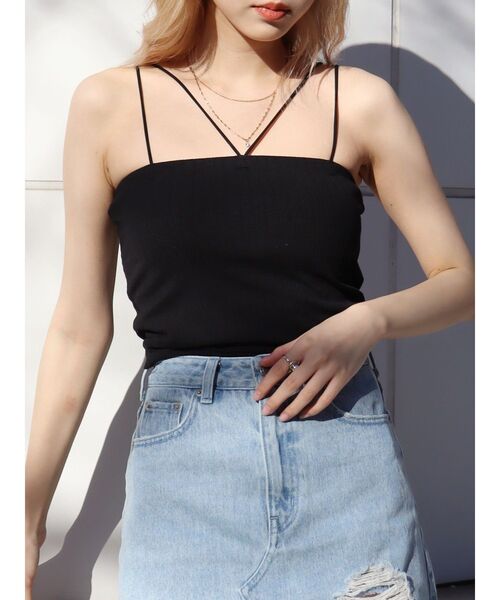 EVRIS（エヴリス）の「2WAYストラップビスチェ（キャミソール・レディース・グリーン/ブラック/ホワイト・FREE）」の2枚目の写真