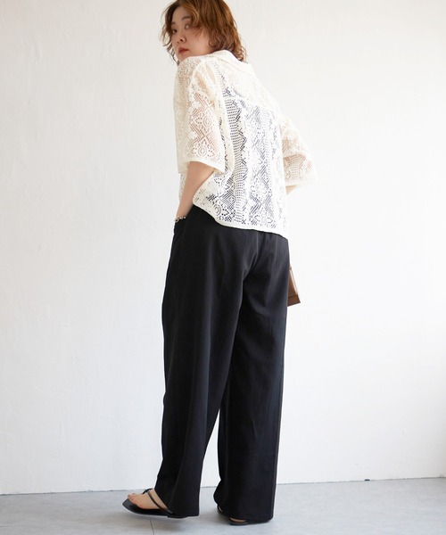notch.(ノッチ)の「クレープワイドタックパンツ(その他パンツ・レディース・オフホワイト/グレー/ブラック・M)」の4枚目の写真