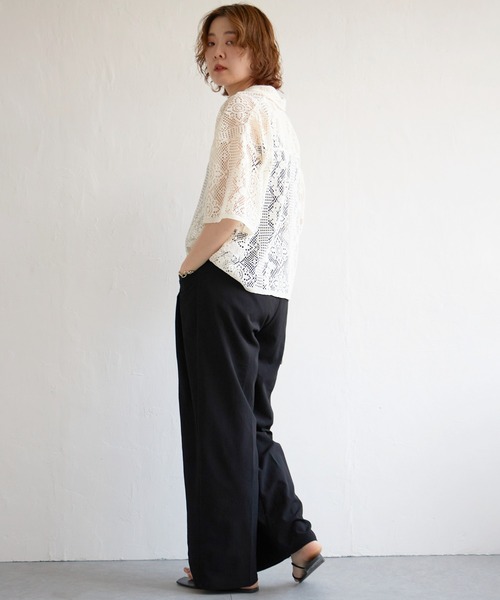 notch.(ノッチ)の「クレープワイドタックパンツ(その他パンツ・レディース・オフホワイト/グレー/ブラック・M)」の11枚目の写真