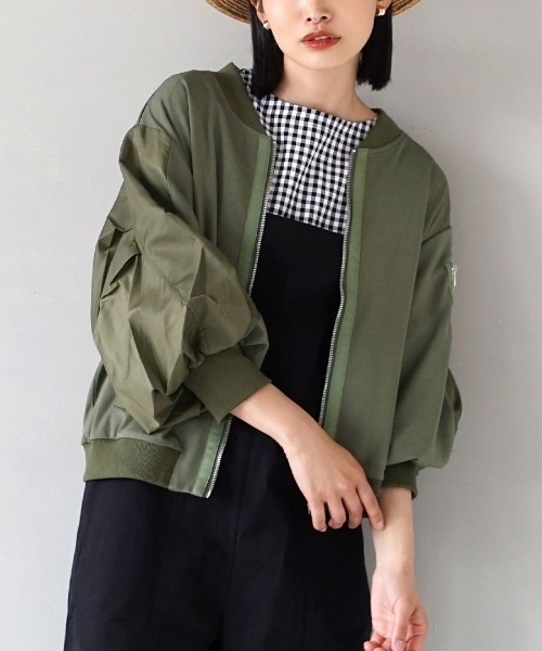 ジャージー切り替え MA-1ライクブルゾン（MA-1）｜apartment department（アパートメントデパートメント）