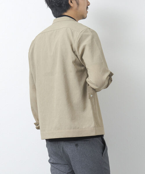 NOLLEY'S goodman（ノーリーズグッドマン）の「リネン混 シングルライダースシャツ（シャツ/ブラウス・メンズ・ベージュ/チャコールグレー/ネイビー・M/L）」の8枚目の写真