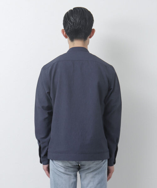 NOLLEY'S goodman（ノーリーズグッドマン）の「リネン混 シングルライダースシャツ（シャツ/ブラウス・メンズ・ベージュ/チャコールグレー/ネイビー・M/L）」の6枚目の写真