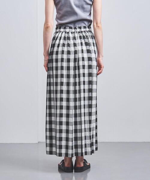 ユナイテッドアローズリネン100%ギンガムチェックフレアーギャザースカート♪ UNITED ARROWS(ユナイテッドアローズ)の「ギンガムチェック