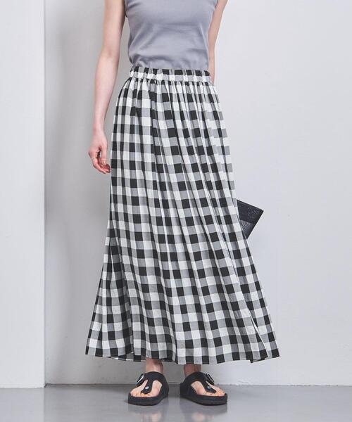 UNITED ARROWS（ユナイテッドアローズ）の「ギンガムチェック ギャザースカート（スカート・レディース・ブラック・36/38）」の5枚目の写真