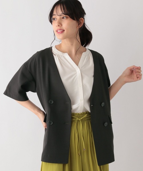 [美品]クラネ　サテンベルスリーブジャケット　ブラック 美品]クラネ サテンベルスリーブジャケット ブラック