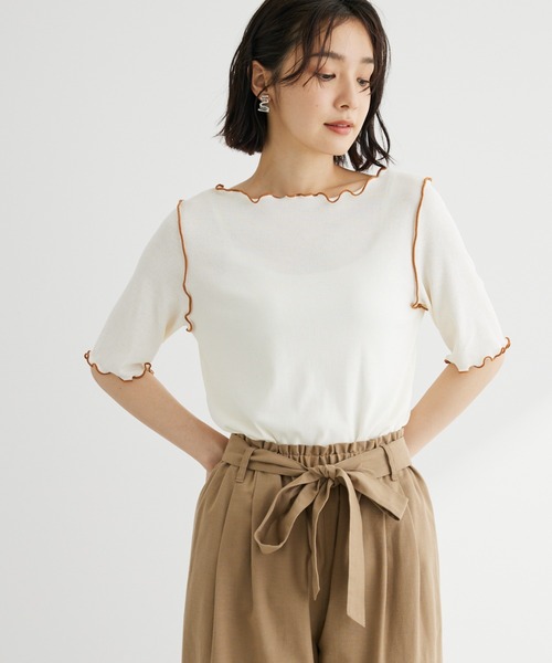 Green　Parks（グリーンパークス）の「前後2wayメロープルオーバー（Tシャツ/カットソー・レディース・ブラック/グリーン/アイボリー・FREE）」の2枚目の写真