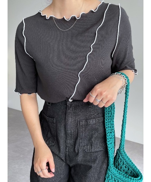 Green　Parks（グリーンパークス）の「前後2wayメロープルオーバー（Tシャツ/カットソー・レディース・ブラック/グリーン/アイボリー・FREE）」の3枚目の写真