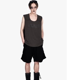 FREE WORLD ORDER（フリーワールドオーダー）の「【FREE WORLD ORDER】FVVO Shoulder Vest (ダークブラウン) / 【F.V.V.O】ショルダーベストタンクトップロゴ半袖Tシャツ（Tシャツ/カットソー）」