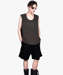 FREE WORLD ORDER（フリーワールドオーダー）の「【FREE WORLD ORDER】FVVO Shoulder Vest (ダークブラウン) / 【F.V.V.O】ショルダーベストタンクトップロゴ半袖Tシャツ（Tシャツ/カットソー）」