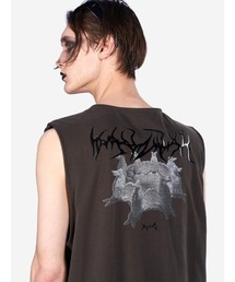 FREE WORLD ORDER（フリーワールドオーダー）の「【FREE WORLD ORDER】FVVO Shoulder Vest (ダークブラウン) / 【F.V.V.O】ショルダーベストタンクトップロゴ半袖Tシャツ（Tシャツ/カットソー）」