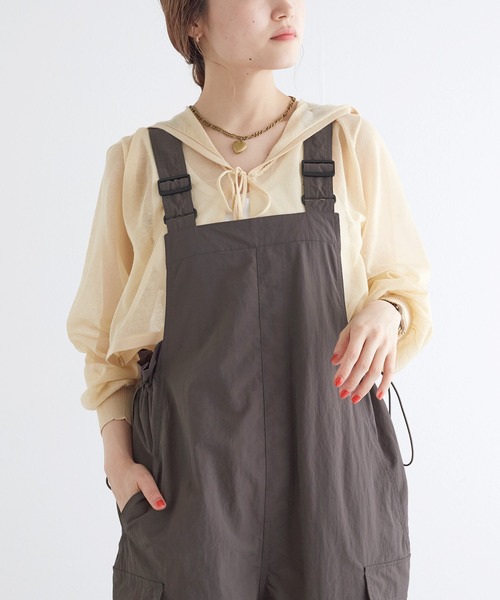 人気完売　ナイロンサロペット She's Closet サロペット オーバーオール フロントジップ