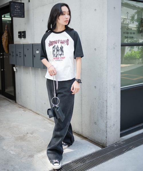 WEGO(ウィゴー)の「WEGO/ヴィテージライクラグランTシャツ(Tシャツ/カットソー・レディース・ホワイト/杢グレー・FREE)」の3枚目の写真