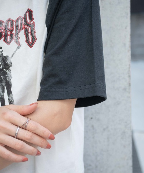 WEGO(ウィゴー)の「WEGO/ヴィテージライクラグランTシャツ(Tシャツ/カットソー・レディース・ホワイト/杢グレー・FREE)」の6枚目の写真