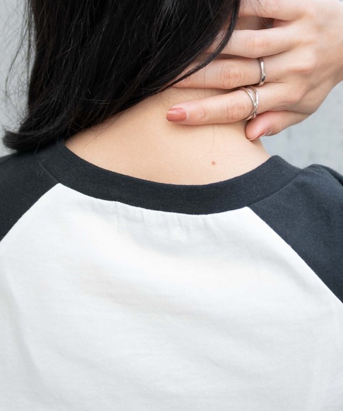 WEGO(ウィゴー)の「WEGO/ヴィテージライクラグランTシャツ(Tシャツ/カットソー・レディース・ホワイト/杢グレー・FREE)」の8枚目の写真