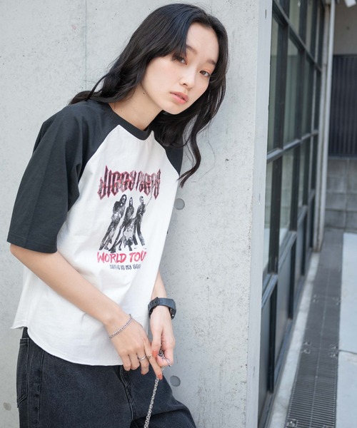 WEGO(ウィゴー)の「WEGO/ヴィテージライクラグランTシャツ(Tシャツ/カットソー・レディース・ホワイト/杢グレー・FREE)」の9枚目の写真