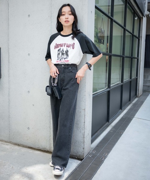 WEGO(ウィゴー)の「WEGO/ヴィテージライクラグランTシャツ(Tシャツ/カットソー・レディース・ホワイト/杢グレー・FREE)」の13枚目の写真