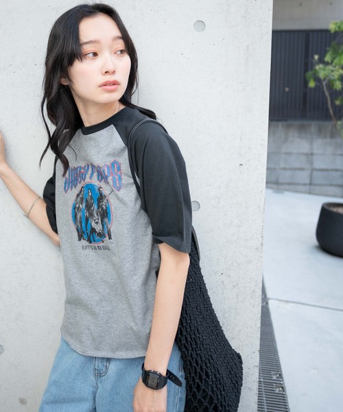 WEGO(ウィゴー)の「WEGO/ヴィテージライクラグランTシャツ(Tシャツ/カットソー・レディース・ホワイト/杢グレー・FREE)」の14枚目の写真