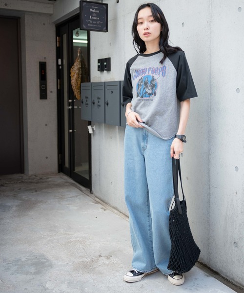 WEGO(ウィゴー)の「WEGO/ヴィテージライクラグランTシャツ(Tシャツ/カットソー・レディース・ホワイト/杢グレー・FREE)」の17枚目の写真