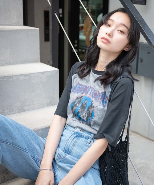 WEGO(ウィゴー)の「WEGO/ヴィテージライクラグランTシャツ(Tシャツ/カットソー・レディース・ホワイト/杢グレー・FREE)」の16枚目の写真