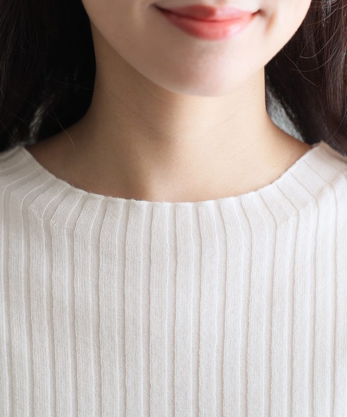 ElegChic(エレグシック)の「プチハイネックフレンチスリーブサマーニット(ニット/セーター・レディース・ブラック/グレイッシュベージュ/ブルー/オフホワイト・XL/4L/M)」の21枚目の写真