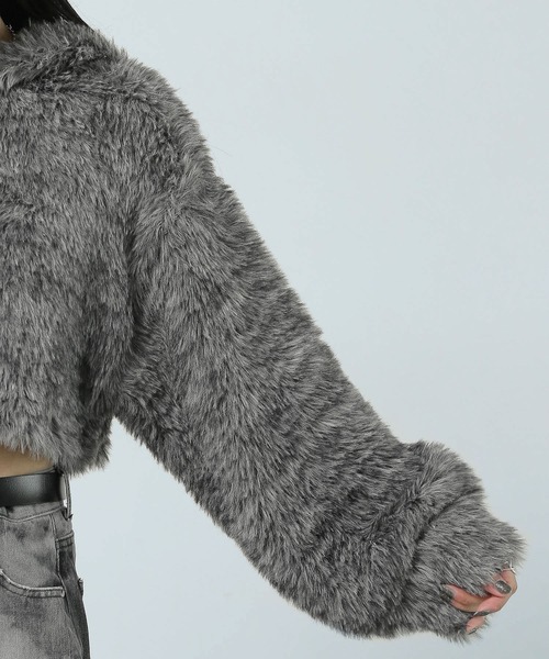 PAGEBOY（ページボーイ）の「MIXシャギーショートパーカー（パーカー・レディース・ブラック/パープル/オフホワイト・FREE）」の9枚目の写真