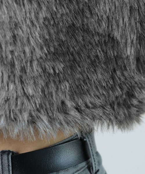 PAGEBOY（ページボーイ）の「MIXシャギーショートパーカー（パーカー・レディース・ブラック/パープル/オフホワイト・FREE）」の6枚目の写真