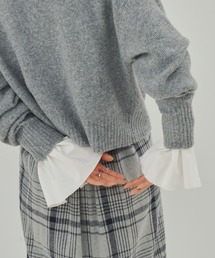 袖フリルロングスリーブTシャツ