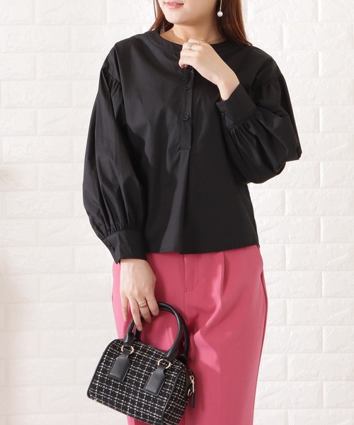 Lace Ladies(レースレディース)の「バンドカラーバルーン長袖シャツ(シャツ/ブラウス・レディース・ブルーグレー/モカ/ホワイト/ブラック・S/FREE)」の21枚目の写真