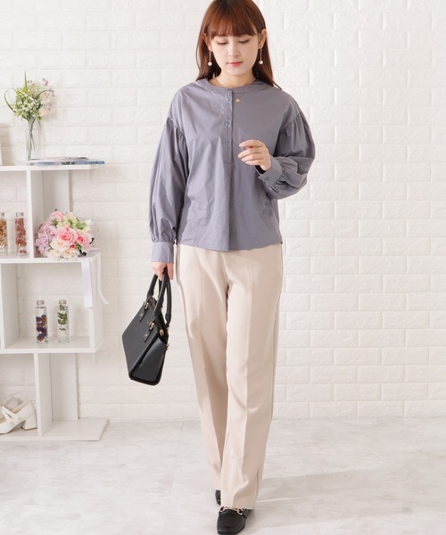 Lace Ladies(レースレディース)の「バンドカラーバルーン長袖シャツ(シャツ/ブラウス・レディース・ブルーグレー/モカ/ホワイト/ブラック・S/FREE)」の14枚目の写真