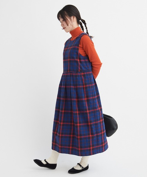 bulle de savon（ビュルデサボン）の「cotton washer twill check ワンピース（ワンピース・レディース・ブルー/アイボリー・FREE）」の7枚目の写真