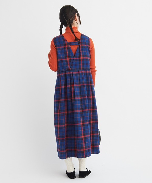 bulle de savon（ビュルデサボン）の「cotton washer twill check ワンピース（ワンピース・レディース・ブルー/アイボリー・FREE）」の8枚目の写真