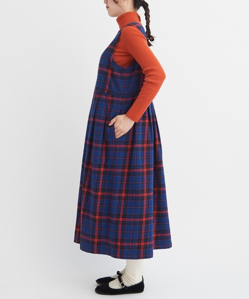 bulle de savon（ビュルデサボン）の「cotton washer twill check ワンピース（ワンピース・レディース・ブルー/アイボリー・FREE）」の11枚目の写真