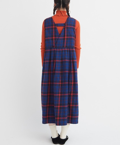 bulle de savon（ビュルデサボン）の「cotton washer twill check ワンピース（ワンピース・レディース・ブルー/アイボリー・FREE）」の12枚目の写真