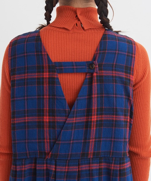 bulle de savon（ビュルデサボン）の「cotton washer twill check ワンピース（ワンピース・レディース・ブルー/アイボリー・FREE）」の13枚目の写真