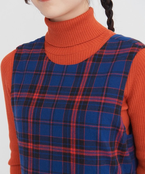 bulle de savon（ビュルデサボン）の「cotton washer twill check ワンピース（ワンピース・レディース・ブルー/アイボリー・FREE）」の14枚目の写真