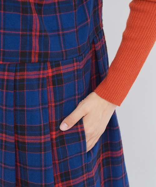 bulle de savon（ビュルデサボン）の「cotton washer twill check ワンピース（ワンピース・レディース・ブルー/アイボリー・FREE）」の17枚目の写真