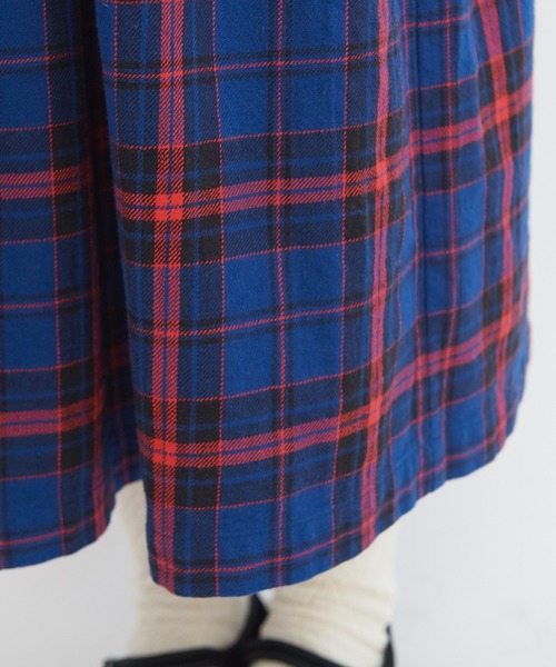 bulle de savon（ビュルデサボン）の「cotton washer twill check ワンピース（ワンピース・レディース・ブルー/アイボリー・FREE）」の18枚目の写真