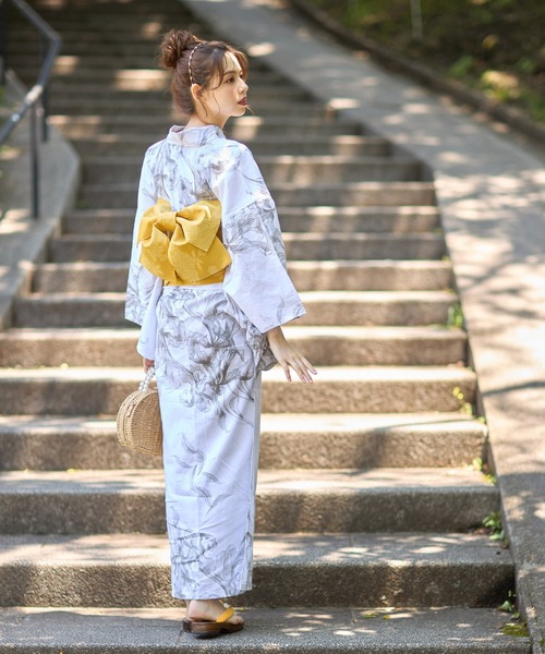 新品 tocco 2WAY水彩フラワープリントセパレート浴衣 ラベンダー