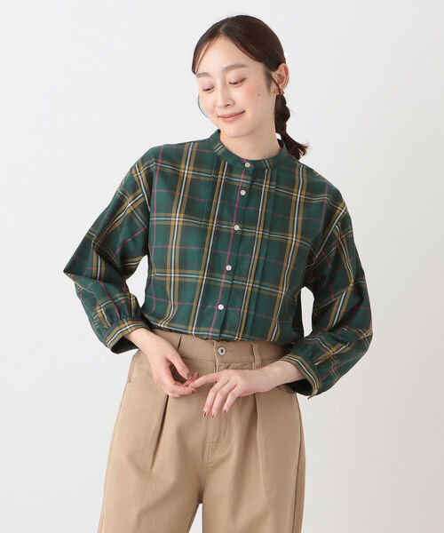 CharmingGirl ブラウス タータン チェック グリーン Afternoon Tea（アフタヌーンティー）の「タータンチェック柄タック