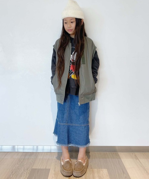 CIAOPANIC TYPY（チャオパニックティピー）の「【KIDS】MA-1ベスト（MA-1・キッズ・カーキ/ブラック/アイボリー・M/XL/XXL）」の21枚目の写真