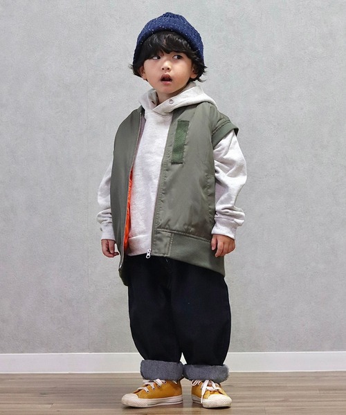 CIAOPANIC TYPY（チャオパニックティピー）の「【KIDS】MA-1ベスト（MA-1・キッズ・カーキ/ブラック/アイボリー・M/XL/XXL）」の17枚目の写真