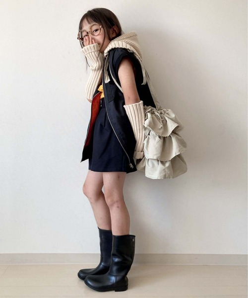 CIAOPANIC TYPY（チャオパニックティピー）の「【KIDS】MA-1ベスト（MA-1・キッズ・カーキ/ブラック/アイボリー・M/XL/XXL）」の9枚目の写真