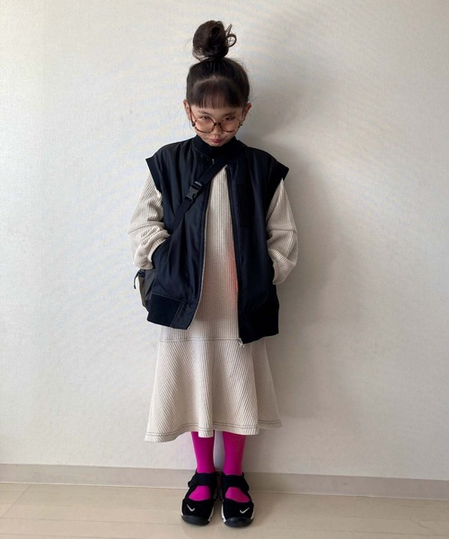 CIAOPANIC TYPY（チャオパニックティピー）の「【KIDS】MA-1ベスト（MA-1・キッズ・カーキ/ブラック/アイボリー・M/XL/XXL）」の11枚目の写真