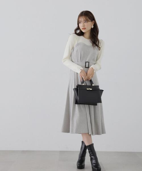 PROPORTION BODY DRESSING（プロポーションボディドレッシング）の「ニットドッキングツイードワンピース / 1213240006（ワンピース・レディース・ダークグレー/グレー・MEDIUM/SMALL）」の13枚目の写真