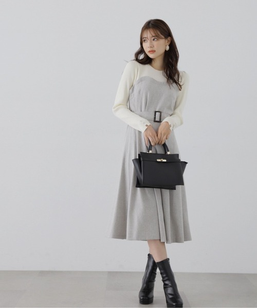 PROPORTION BODY DRESSING（プロポーションボディドレッシング）の「ニットドッキングツイードワンピース / 1213240006（ワンピース・レディース・ダークグレー/グレー・MEDIUM/SMALL）」の5枚目の写真